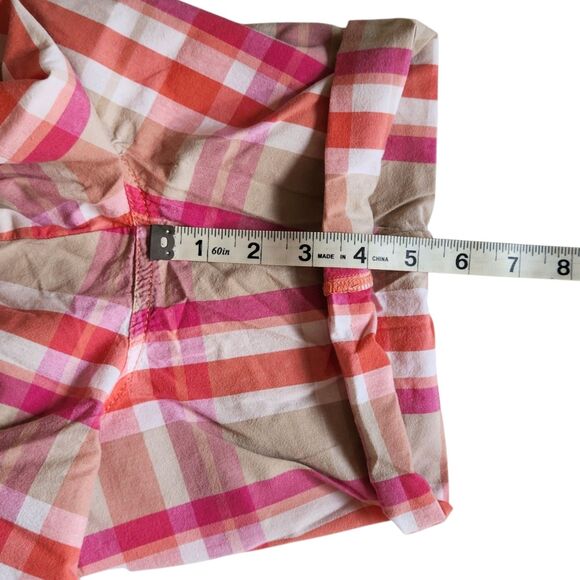 So Pink Orange Plaid Cuffed Adjustable Waist Shorts Sz 16 - Picture 11 of 12